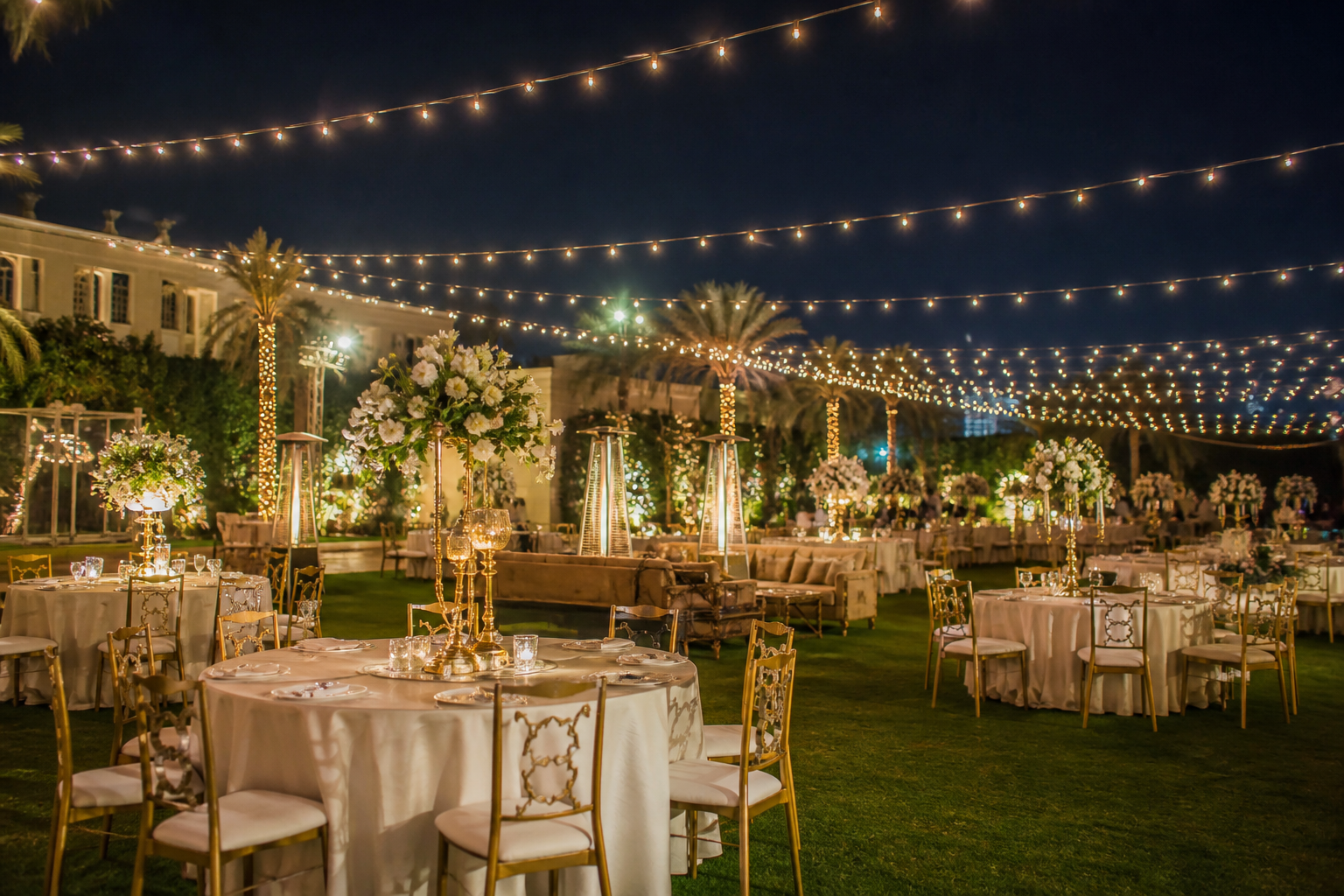 Karachi wedding lawn at night
